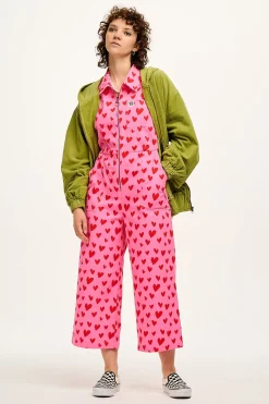 Sale Ragan - Cotton Jumpsuit in Pink Heart Cupid Print All Jumpsuits