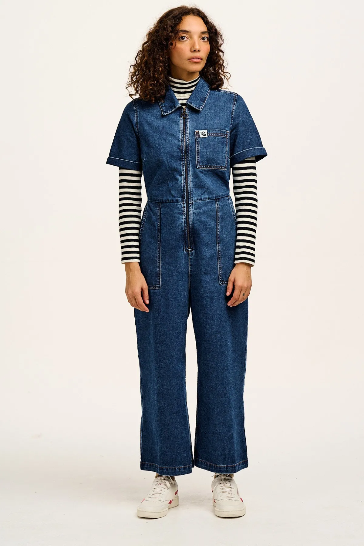 Clearance Ragan - Denim Jumpsuit in Mid Wash Blue All Jumpsuits|Tall Range