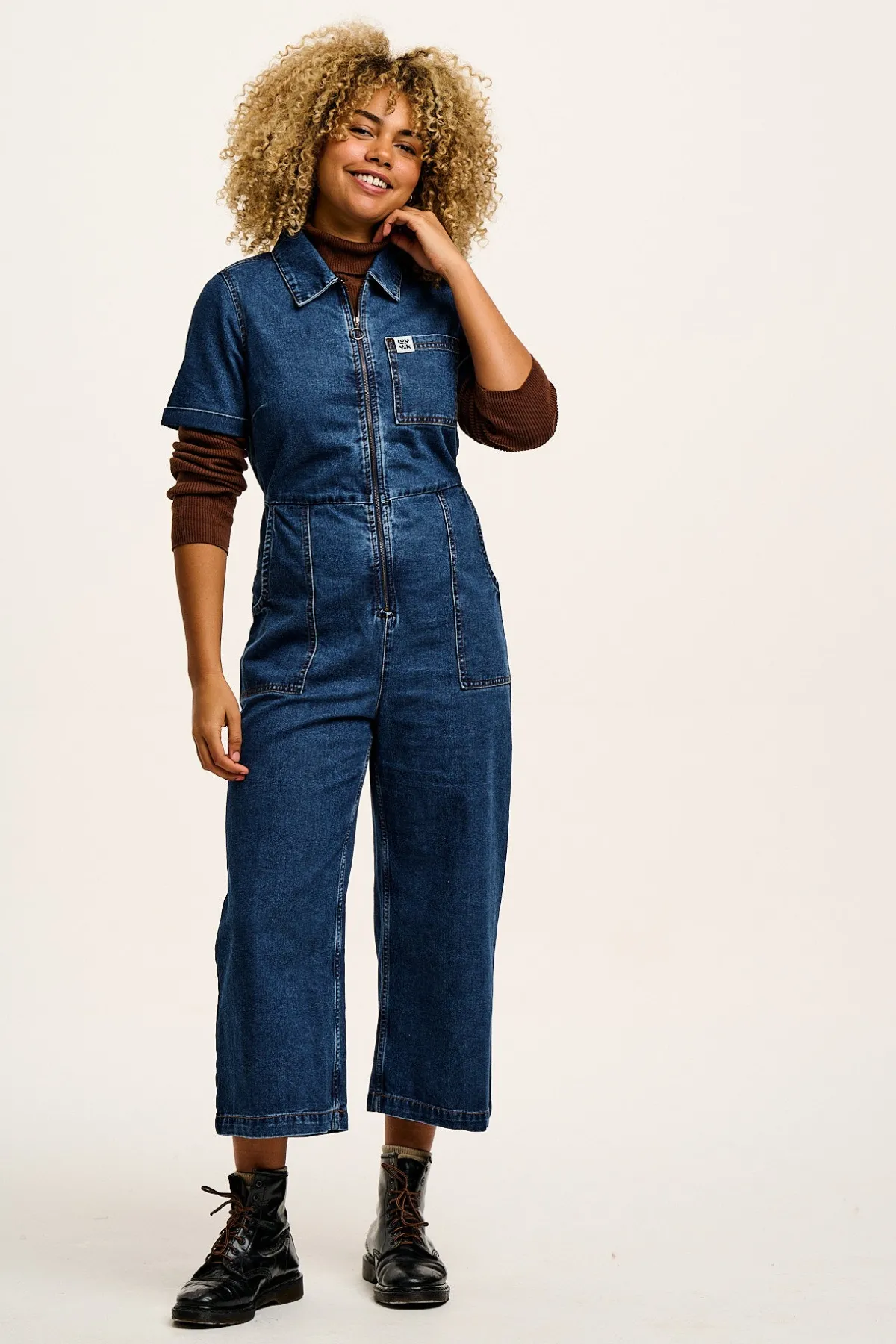 Clearance Ragan - Denim Jumpsuit in Mid Wash Blue All Jumpsuits|Tall Range