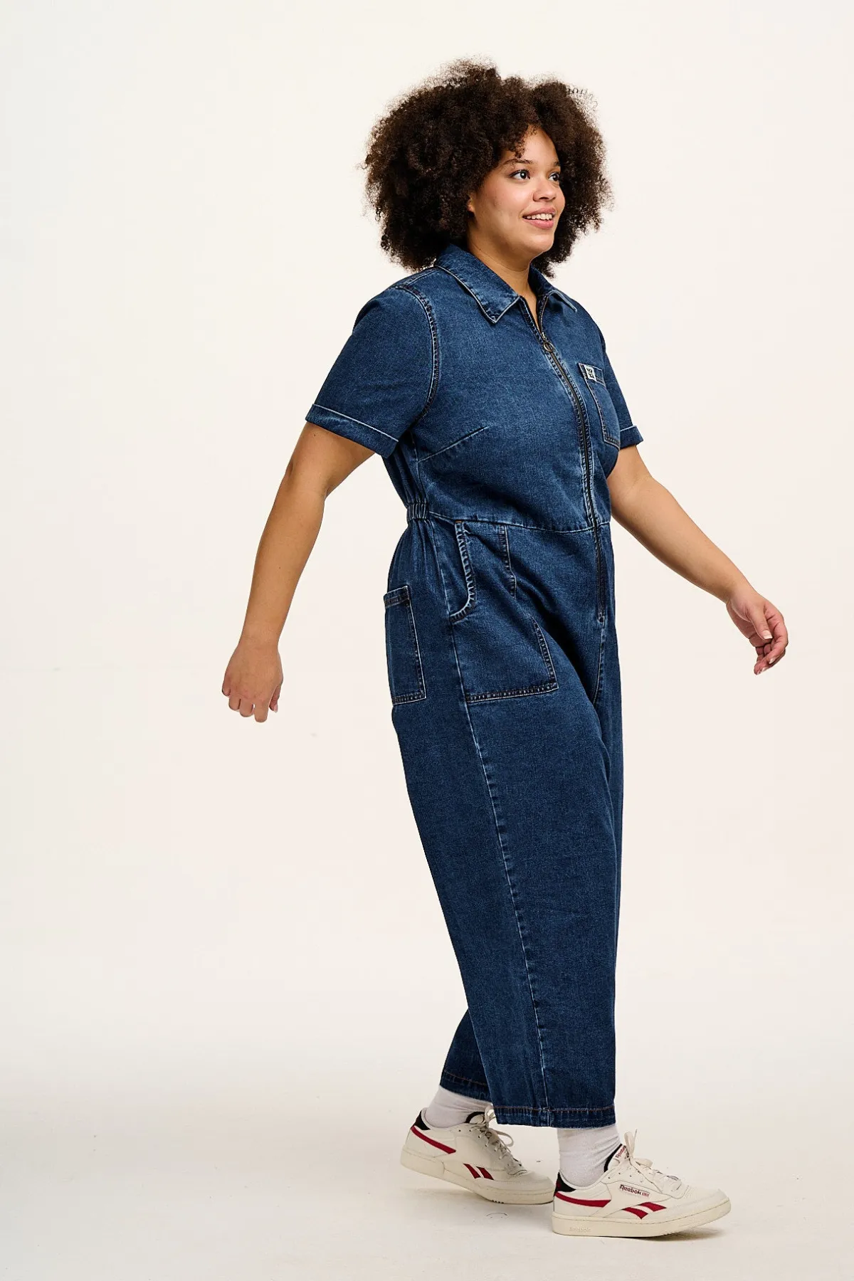 Clearance Ragan - Denim Jumpsuit in Mid Wash Blue All Jumpsuits|Tall Range