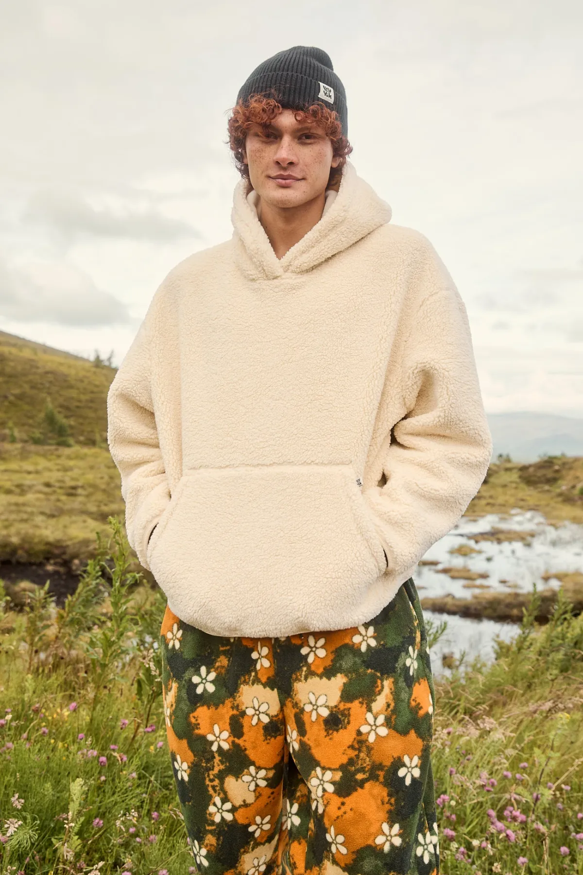 Sale Rory - Borg Fleece Hoodie in Cream All Outerwear & Knitwear|Sweaters & Hoodies