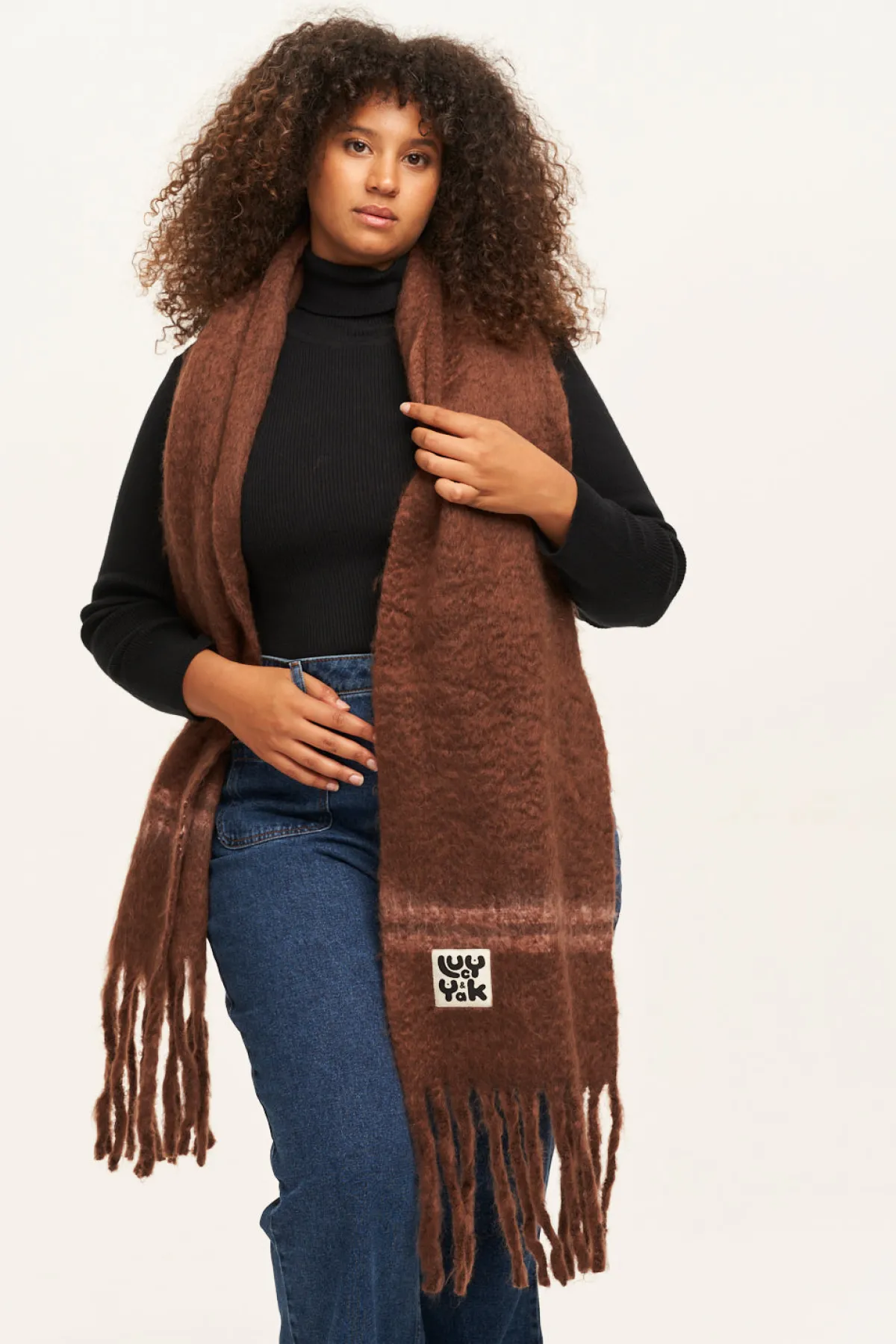 Best Rowan - Super Soft Scarf in Brown with Pink Stripe All Accessories|Scarves
