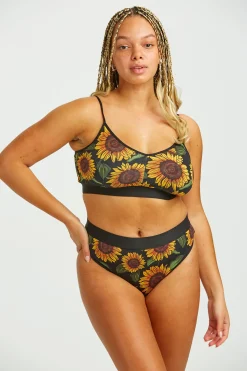 Fashion Ruby - Crop Top Cotton & Bamboo Bralette in Sunflower Print All Tops & Tees|All Underwear