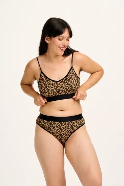 Sale Ruby - Crop Top Cotton & Bamboo Bralette in Leopard Print All Tops & Tees|All Underwear