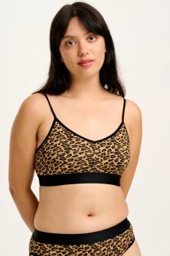 Sale Ruby - Crop Top Cotton & Bamboo Bralette in Leopard Print All Tops & Tees|All Underwear