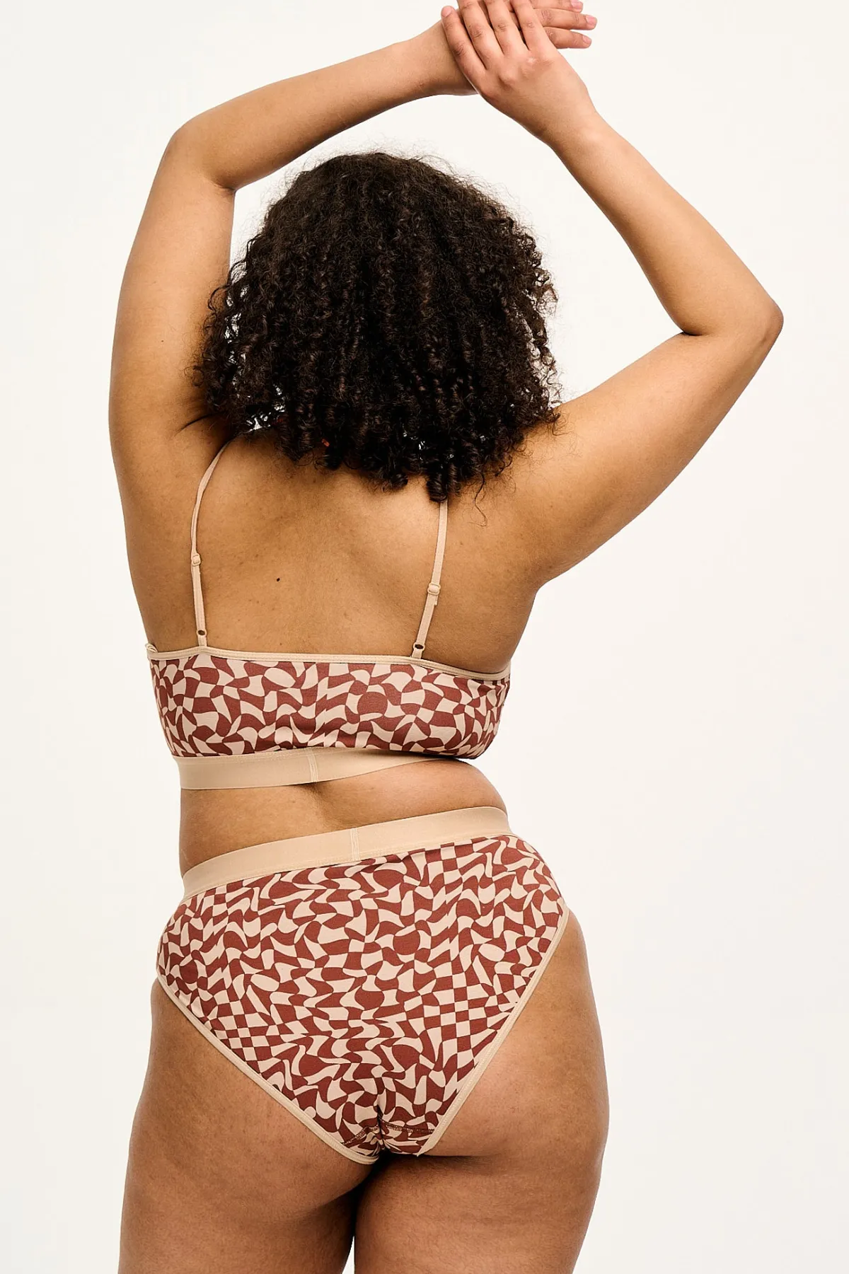 Outlet Ruby - Crop Top Cotton & Bamboo Bralette in Amara Grid Print All Tops & Tees|All Underwear