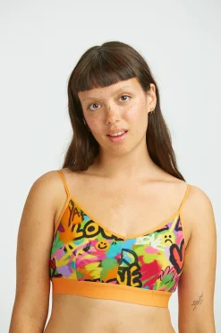 Discount Ruby - Crop Top Cotton & Bamboo Bralette in Graffiti Print All Tops & Tees|All Underwear