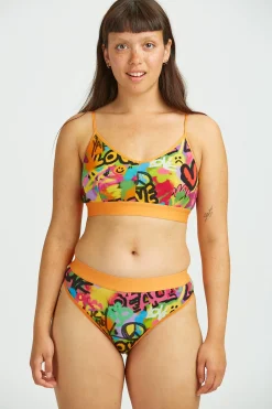 Discount Ruby - Crop Top Cotton & Bamboo Bralette in Graffiti Print All Tops & Tees|All Underwear