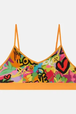 Discount Ruby - Crop Top Cotton & Bamboo Bralette in Graffiti Print All Tops & Tees|All Underwear