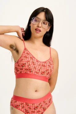 Fashion Ruby - Crop Top Cotton & Bamboo Bralette in Pink Check Rosalind Print All Tops & Tees|All Underwear