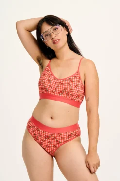 Fashion Ruby - Crop Top Cotton & Bamboo Bralette in Pink Check Rosalind Print All Tops & Tees|All Underwear