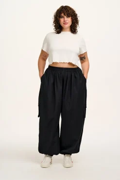 Best Rumi - Balloon Cotton & Linen Trousers in Black All Bottoms|Trousers
