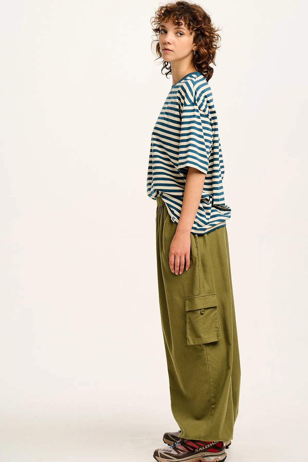 Hot Rumi - Cargo Brushed Cotton Trousers in Khaki All Bottoms|Trousers