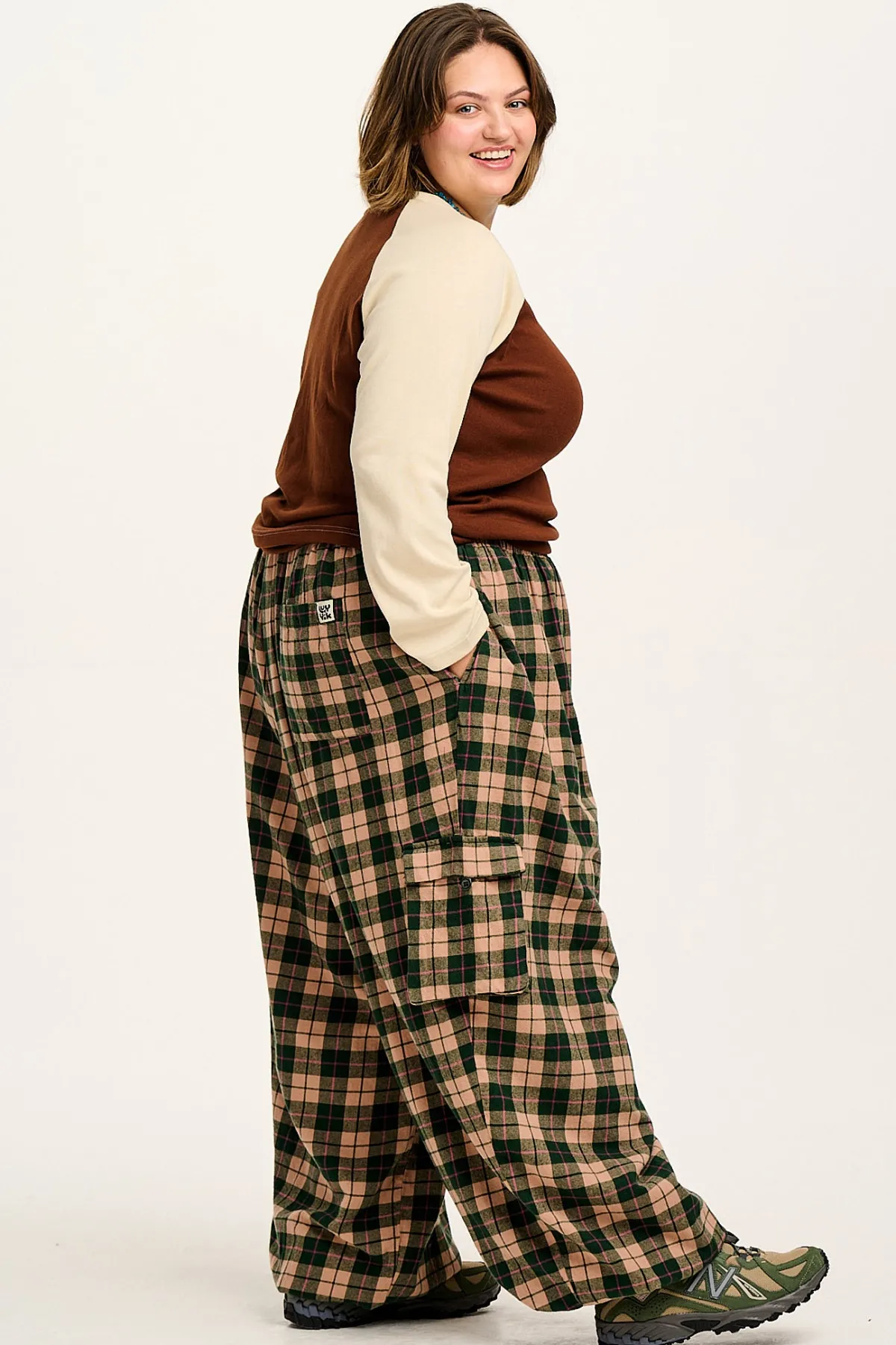 New Rumi - Cargo Brushed Cotton Trousers in Annie Tartan Print All Bottoms|Trousers