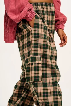 New Rumi - Cargo Brushed Cotton Trousers in Annie Tartan Print All Bottoms|Trousers