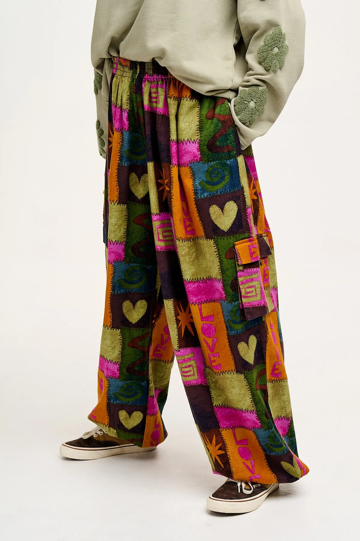 Best Rumi - Cargo Brushed Cotton Trousers in Courtney Patchwork Print All Bottoms|Trousers