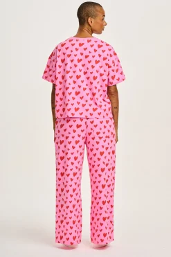 Online Sabrina - Soft Pyjamas in Pink Heart Cupid Print All Nightwear