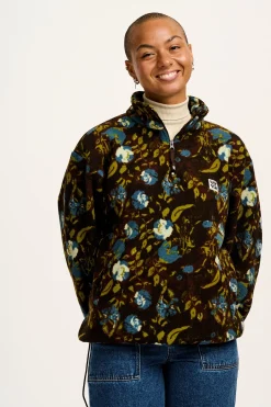 Outlet Stevie - Polar Fleece in Oak Brown Ingrid Floral Print All Outerwear & Knitwear|Fleeces