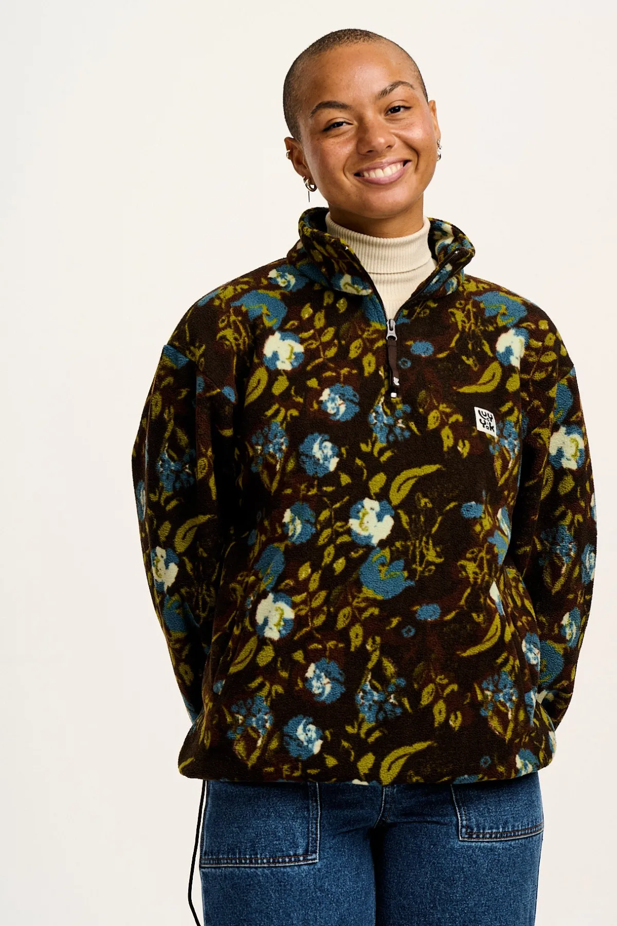 Outlet Stevie - Polar Fleece in Oak Brown Ingrid Floral Print All Outerwear & Knitwear|Fleeces