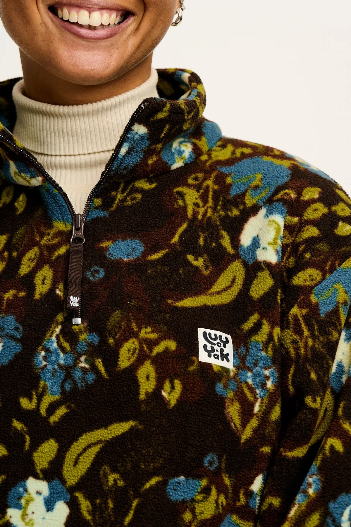 Outlet Stevie - Polar Fleece in Oak Brown Ingrid Floral Print All Outerwear & Knitwear|Fleeces