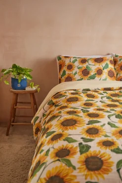 Hot Yolanda - Soft Cotton Bed Sheets in Cream Sunflower Print All Accessories|Homeware