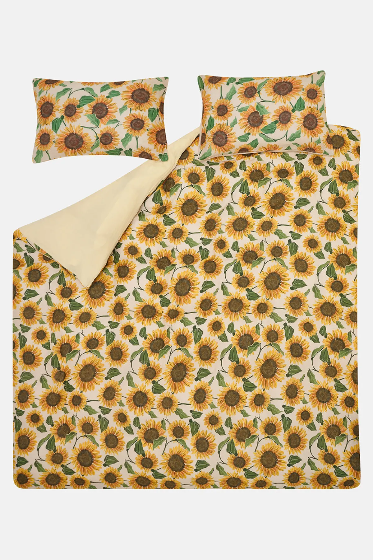 Hot Yolanda - Soft Cotton Bed Sheets in Cream Sunflower Print All Accessories|Homeware
