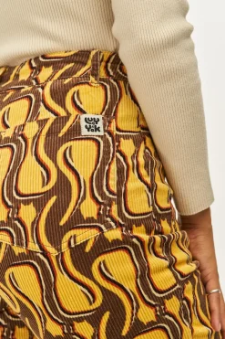 Outlet Ziggy - Flare Corduroy Trousers in Feline Fine Print All Bottoms